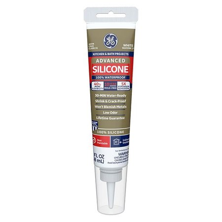 Silicone Ii GE Advanced Silicone White Silicone 2 Kitchen and Bath Caulk Sealant 2.8 oz GE281